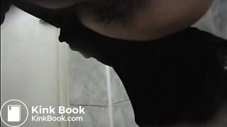 Woman in a coat spied taking an explosive shit