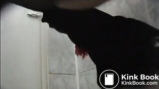 Woman in a coat spied taking an explosive shit