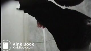 Woman in a coat spied taking an explosive shit