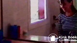 (Vintage) Girl drops big load in toilet