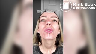 A beautiful girl spits