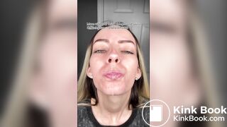 A beautiful girl spits