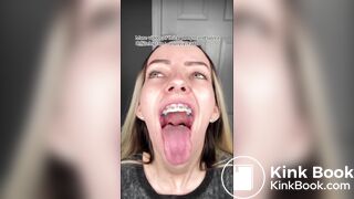 A beautiful girl spits