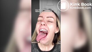 A beautiful girl spits