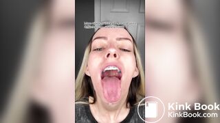 A beautiful girl spits