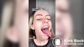 A beautiful girl spits