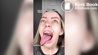 A beautiful girl spits