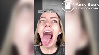 A beautiful girl spits