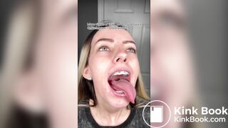 A beautiful girl spits