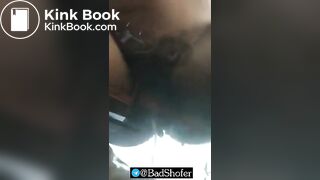 Crazy girl pissing and shitting on windshield of car