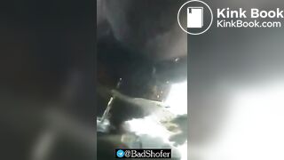 Crazy girl pissing and shitting on windshield of car