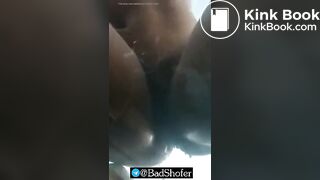 Crazy girl pissing and shitting on windshield of car