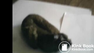 Sexy skinny blonde poops