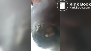 Crazy bitch shits and pisses on guys car