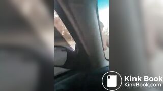 Crazy bitch shits and pisses on guys car