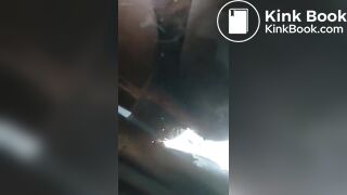 Crazy bitch shits and pisses on guys car