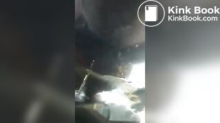 Crazy bitch shits and pisses on guys car