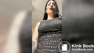 Brunette slut standing up shitting