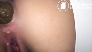 Compacted Turd stretches Girl's Back Door