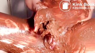 Girl smearing shit on bed