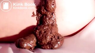 Girl smearing shit on bed