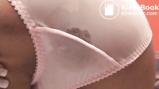 Indian girl shitting and peeing in white panties