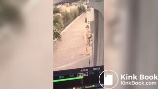 Woman desperate poop cctv