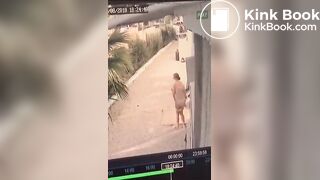 Woman desperate poop cctv