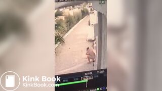 Woman desperate poop cctv