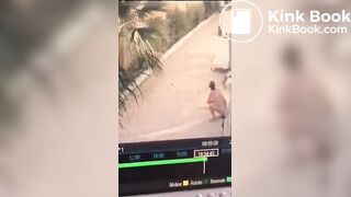 Woman desperate poop cctv
