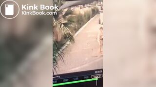 Woman desperate poop cctv