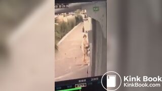 Woman desperate poop cctv