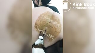 Chinese girl pantyhose poop