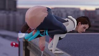 futanari jill valentine shitting from the roof (loop)