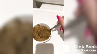 Naughty scat girls cooks huge shit meals