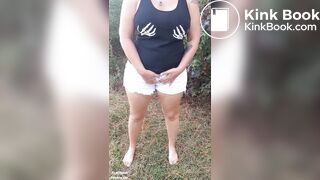 Woman poops her hit white pants