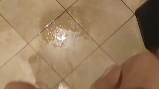 Girl pissing & shitting all over Public bathroom floor