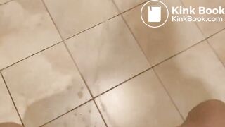 Girl pissing & shitting all over Public bathroom floor