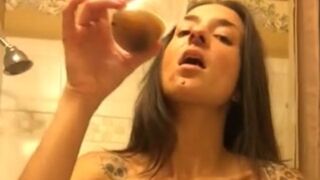 Dirty talking amateur consumes own shit & piss