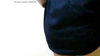 Locked out asian girl desperately messes into her pants