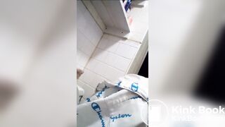 Ebony poops on toilet