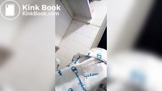 Ebony poops on toilet