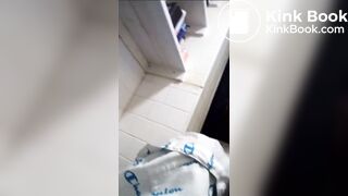 Ebony poops on toilet