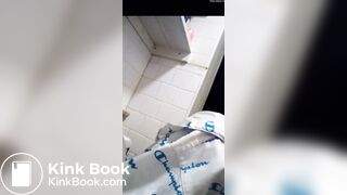 Ebony poops on toilet