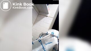 Ebony poops on toilet