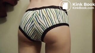 Poop in striped Panties