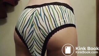 Poop in striped Panties