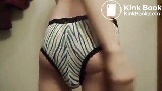 Poop in striped Panties