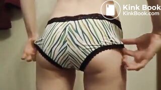 Poop in striped Panties