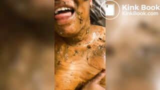 A happy shit eater guzzling piss and wallowing in filth